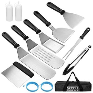 Flat Top Grill Griddle Accessories Set for Blackstone, Indoor Hibachi Metal Grill Spatula Set, Scraper Tool Griddle Accessory Utensils Kit for Men Outdoor Camping BBQ Tools