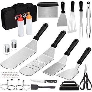 Griddle Accessories for Blackstone , 32 Pcs Grill Accessories Kit Barbecue Tools Set Heavy Duty Spatula Scraper Cleaning Kit Cooking Utensils with Carrying Bag for Outdoor Camping