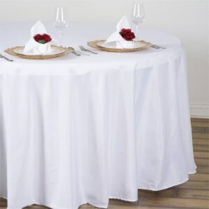 ZOTOYI Tableclothsfactory White 108″ Round Polyester Tablecloth