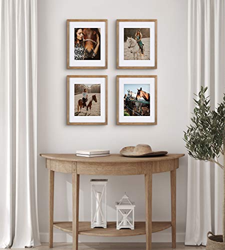 DesignOvation Gallery Wood Photo Frame Set for Customizable Wall Display, Rustic Brown 11×14 matted to 8×10, Pack of 4 | The Storepaperoomates Retail Market - Fast Affordable Shopping