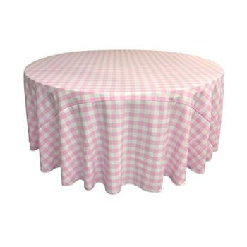 LA Linen Poly Checkered Round Tablecloth, 120-Inch, Pink/White | The Storepaperoomates Retail Market - Fast Affordable Shopping