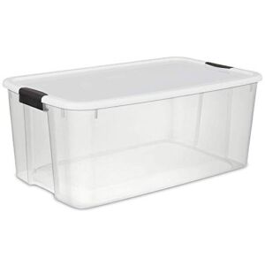 Sterilite 116 Quart Ultra Clear Plastic Storage Tote Container with Latching Lid (12 Pack)