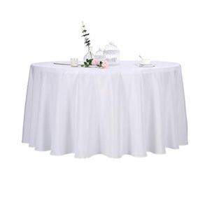 2pack 120 Inch White Round Tablecloth in Polyester Fabric for Wedding/Banquet/Restaurant/Parties