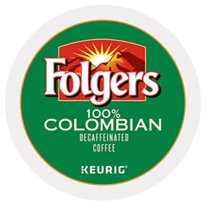 Folgers 100 Percent Colombian Decaffeinated Coffee single serve K-Cup pods for Keurig brewers, 96 Count