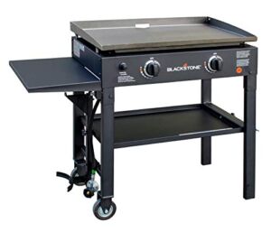 Blackstone Flat Top Gas Grill Griddle 2 Burner Propane Fuelled Rear Grease Management System, 1517, Outdoor Griddle Station for Camping with Built in Cutting Board and Garbage Holder, 28 inch
