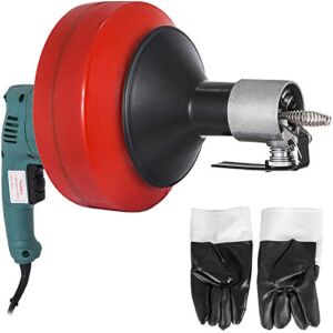 VEVOR Electric Drain Auger Cleaner, 26 ft x 1/3 in Cable Sewer Snake Machine with Gloves, Portable Plumbing Tool for Unclogging 0.8 to 2.6 inch Pipes at Sinks/Tubs/Toilets/Kitchen, 700W Red