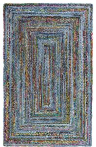 Unique Loom Braided Chindi Collection Casual Modern Blue/Dark Blue Area Rug (5′ 0 x 8′ 0)