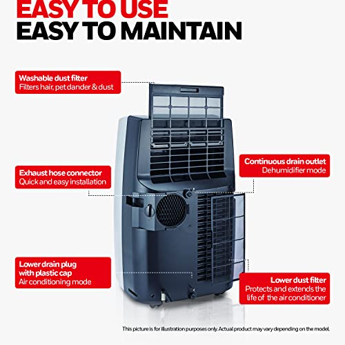 Honeywell Classic Portable Air Conditioner with Dehumidifier & Fan Cools Rooms Up To 500 Sq. Ft. w Drain Pan & Insulation Tape, MN1CFS8 (Black/Silver) | The Storepaperoomates Retail Market - Fast Affordable Shopping