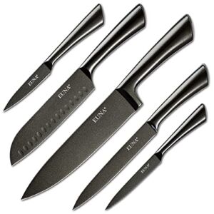 EUNA 5 PCS Kitchen Knife Set [Durable & Sharp], All Metal Chef Knife Set with Sheaths and Gift Box, Premium German Stainless Steel Knife with Ergonomic Handle, Rust-Resistant Cooking Knives