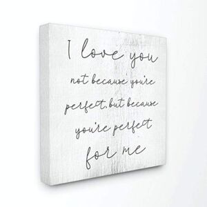 Stupell Industries Love Not Perfect Inspirational Family Word, Design by Artist Daphne Polselli Wall Art, 30×30, Canvas