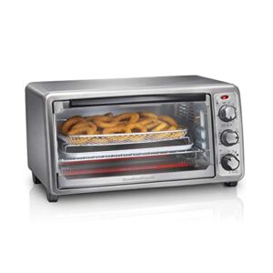 Hamilton Beach 31413 Countertop Toaster Oven, with Bake Pan, 6-Slice Sure Crisp, Stainless Steel