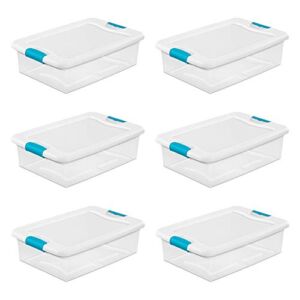 Sterilite 14968006 32 Quart White/Clear Plastic Storage Box With Blue Aquarium Latches