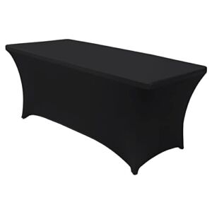 ABCCANOPY Spandex Table Cover 6 ft. Fitted 30+ Colors Polyester Tablecloth Stretch Spandex Table Cover-Table Toppers (6 FT, Black)