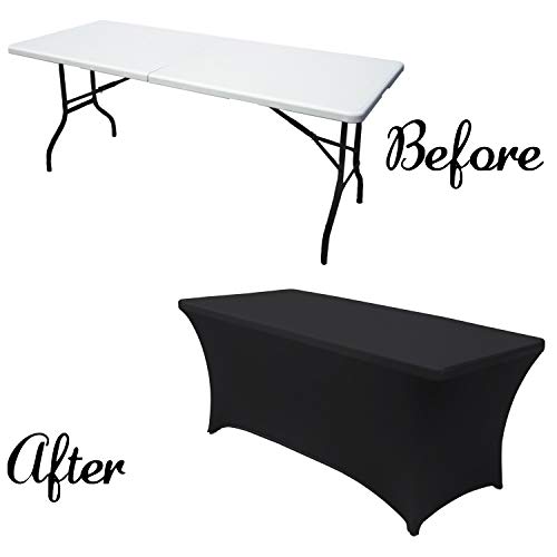 ABCCANOPY Spandex Table Cover 6 ft. Fitted 30+ Colors Polyester Tablecloth Stretch Spandex Table Cover-Table Toppers (6 FT, Black) | The Storepaperoomates Retail Market - Fast Affordable Shopping