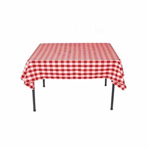 Runner Linens Factory Square Checkered Tablecloth 45×45 Inches (Red & White)