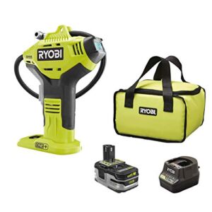 Ryobi P737D 18-Volt ONE+ Cordless High Pressure Inflator with Digital Gauge, 3.0 Ah LITHIUM+ HP High Capacity Battery, 18-Volt Charger, and Bag