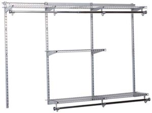 Rubbermaid Configurations Deluxe Closet Kit, Titanium, 3-6 Ft., Wire Shelving Kit with Expandable Shelving and Telescoping Rods, Custom Closet Organization System, Easy Installation