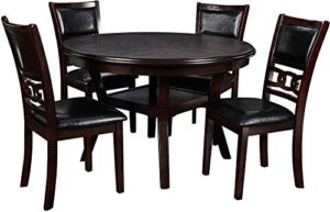 New Classic Furniture Gia 5-Piece Round Set with 1 Dining Table and 4 Chairs, 47-Inch, Ebony