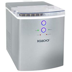 Igloo ICEB33SL Large-Capacity Automatic Portable Electric Countertop Ice Maker Machine, 33 Pounds in 24 Hours, 9 Ice Cubes Ready in 7 minutes, With Ice Scoop and Basket, Perfect for Water Bottles
