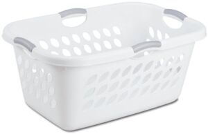 Sterilite 12158006 Ultra Laundry Basket, White with Titanium Handles