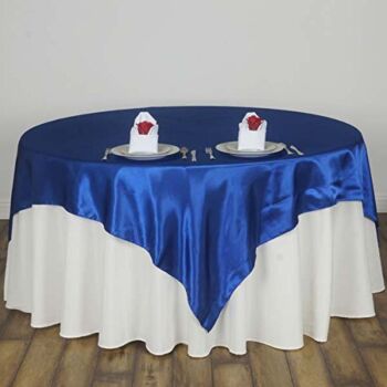 TABLECLOTHSFACTORY 90″ Satin Square Table Overlay for Wedding Catering Party Table Decorations Royal Blue (Table Toppers) | The Storepaperoomates Retail Market - Fast Affordable Shopping