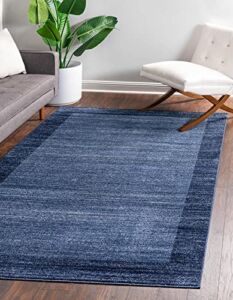 Unique Loom Del Mar Collection Area Rug-Transitional Inspired with Modern Contemporary Design, 9′ 0 x 12′ 0 Rectangular, Navy Blue/Beige