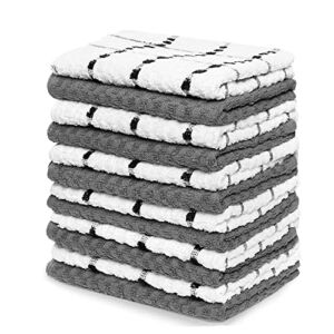 Zeppoli Kitchen Towels 12 Pack – 100% Soft Cotton – Dish Towels for Kitchen – Hand Towels for Kitchen 15″ x 25″ – Dobby Weave – Gray Dish Towels for Drying Dishes – Super Absorbent Cleaning Cloths