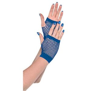 Amscan Fingerless Short Fishnet Glovelettes, One size, Blue