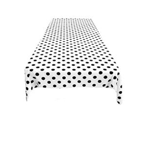 New Creations Fabric & Foam Inc, 58″ x 58″ Square Poly Cotton Tablecloth, Black Polka Dot on White