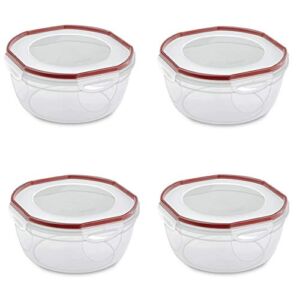 Sterilite Ultra Seal 4.7 Qt Plastic Food Storage Bowl Container w/Lid (4 Pack)