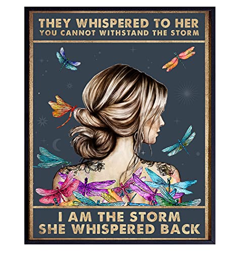 They Whispered to Her You Cannot Withstand The Storm – Positive Motivational Uplifting Encouragement Gifts for Women Teens – Inspirational Quote Wall Art – Boho Decoration Print – Dragonfly Wall Decor | The Storepaperoomates Retail Market - Fast Affordable Shopping