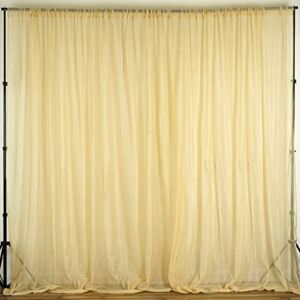 TABLECLOTHSFACTORY 10FT Fire Retardant Champagne Sheer Voil Curtain Panel Backdrop – Premium Collection