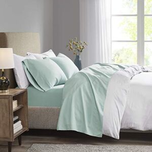 Madison Park 3M Microcell Color Fast, Wrinkle and Stain Resistant, Soft Sheets with 16″ Deep Pocket All Season, Cozy Bedding-Set, Matching Pillow Case, Queen, Seafoam