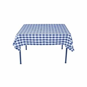 Runner Linens Factory Square Checkered Tablecloth 72×72 Inches (Navy Blue & White)