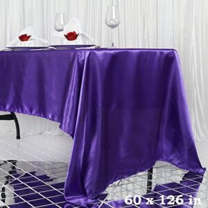 TABLECLOTHSFACTORY Purple 60×126 Rectangle Satin Tablecloth