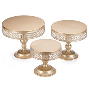 Hotity 3 Pieces Cake Stand Set Round Cake Stands Metal Display Cupcake Stands for Dessert, Light Gold