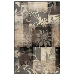 SUPERIOR Indoor Area Rug with Jute Backing, Perfect for Living Room, Hallway and Bedroom. Hardwood Floor Decoration Pastiche Contemporary Floral Patchwork Carpet, 5′ X 8′, Beige