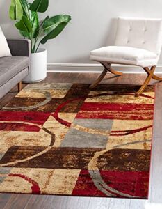 Unique Loom Barista Collection Modern, Abstract, Vintage, Distressed, Urban, Geometric, Rustic, Warm Colors Area Rug, 4 ft x 6 ft, Multi/Beige