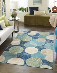 Unique Loom Chromatic Collection Modern Bokeh & Vibrant Abstract Area Rug for Any Home Décor, 8 ft x 10 ft, Navy Blue/Beige