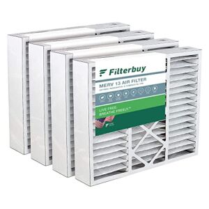 Filterbuy 20x25x5 Air Filter MERV 13 Optimal Defense (4-Pack), Pleated HVAC AC Furnace Air Filters Replacement for Amana, BDP, Coleman, Electro-Air, Five Seasons, Gibson, Goodman, Nordyne, Totaline, & York (Actual Size: 20.25 x 25.38 x 5.25 Inches)