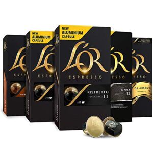 L’OR Espresso Capsules, 50 Count Intense Variety Pack, Single-Serve Aluminum Coffee Capsules Compatible with the L’OR BARISTA System & Nespresso Original Machiness