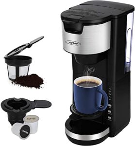 Coffee Maker, Single Serve Coffee Maker For Single Cup Pod & Coffee Ground, 30 Oz Removable Reservoir, Compact Coffee Machine Brewer with 6 to 14 oz. Brew Sizes, Black