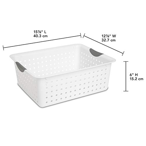 Sterilite 16268006 Large Ultra Basket, White Basket w/ Titanium Inserts, 6-Pack | The Storepaperoomates Retail Market - Fast Affordable Shopping