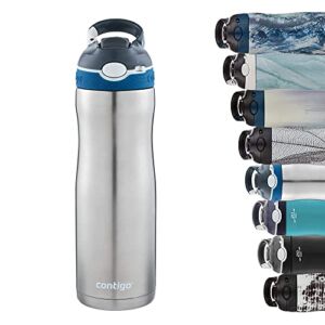 Contigo Ashland Chill Autospout Water Bottle with Flip Straw, Stainless Steel Thermal Drinking Bottle, Vacuum Flask, Leakproof Gym Bottle, Ideal for Sports, 590 ml