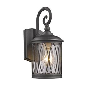 Chloe CH22044BK13-OD1 Black 13″ Height Transitional 1 Light Outdoor Wall Sconce, 12.6 x 5.6 x 7.3