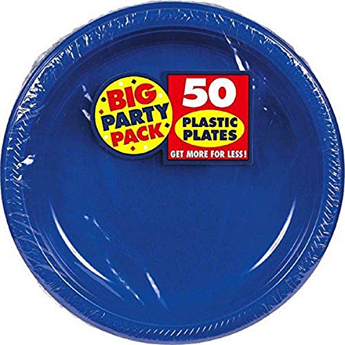 Amscan Disposable Bright Royal Blue Big Party Pack Plastic Plates Party Supply, Blue, 10 1/4″, 50ct | The Storepaperoomates Retail Market - Fast Affordable Shopping