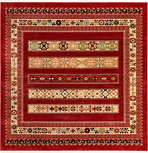 Unique Loom Fars Collection Modern Classic Tribal Inspired Design with Border Area Rug, Square 8 ft 0 in, Rust Red/Beige | The Storepaperoomates Retail Market - Fast Affordable Shopping