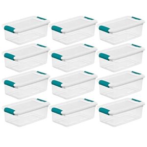 Sterilite 6-Quart Clear and Blue Stackable Latching Storage Box Container (12-Pack)