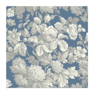 York Wallcoverings French Antique Floral Removable Wallpaper, Wedgwood Blue/Gray/White