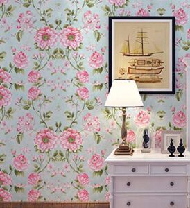 LIFAVOVY Retro Peony Floral Peel and Stick Wallpaper Decorative Shelf Liner Self Adhesive Wall Paper Removable Waterproof Roll 17.7 Inch x 32.8 FT …